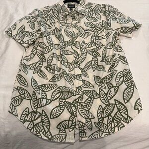 Brixton Cream/Green Leaf Button-Down Shirt